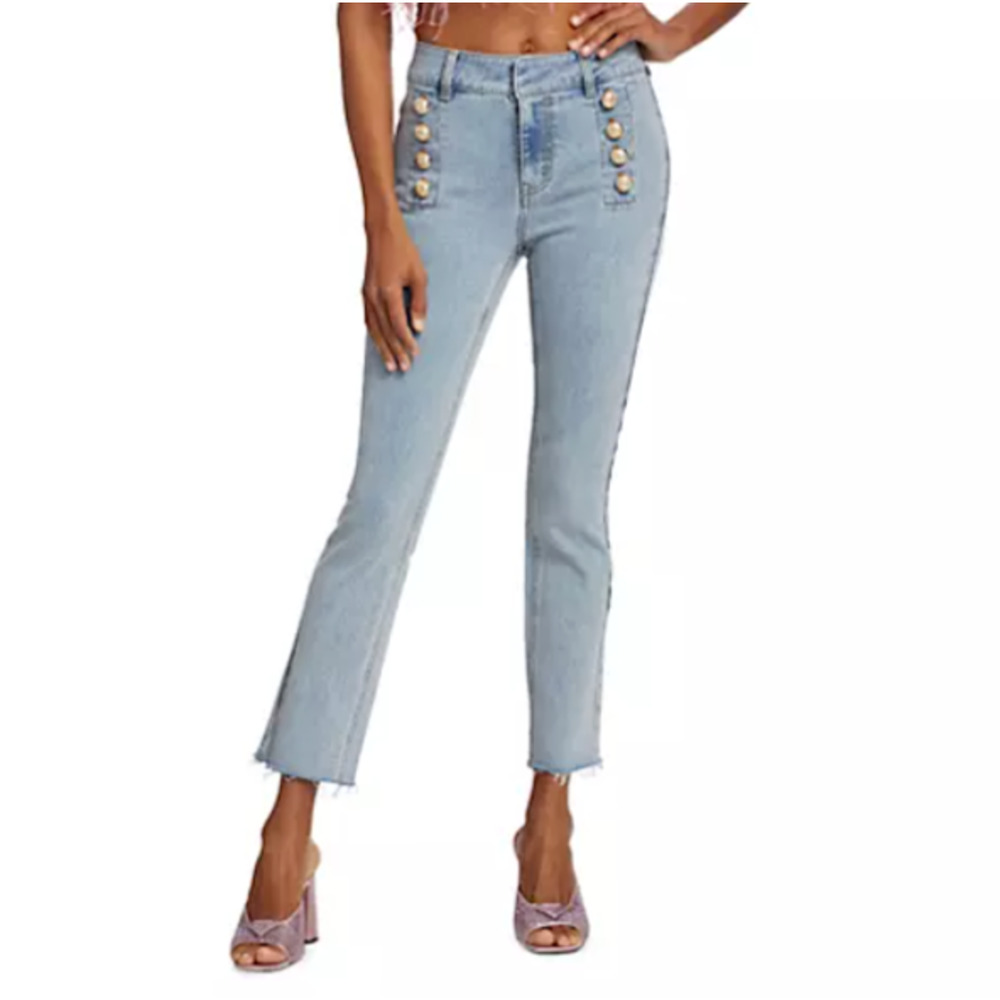 Generation Love Justine Jeans Button‎ Fray Hem Ankle Denim Blue Size 25 NEW